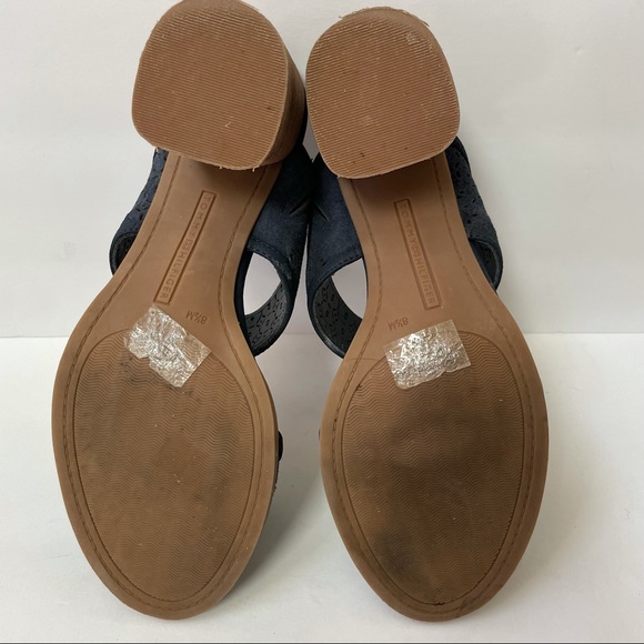 Tommy Hilfiger Women’s Blue Laser Cut Stacked Block Heeled Sandals 
Size 8.5 - Picture 11 of 12
